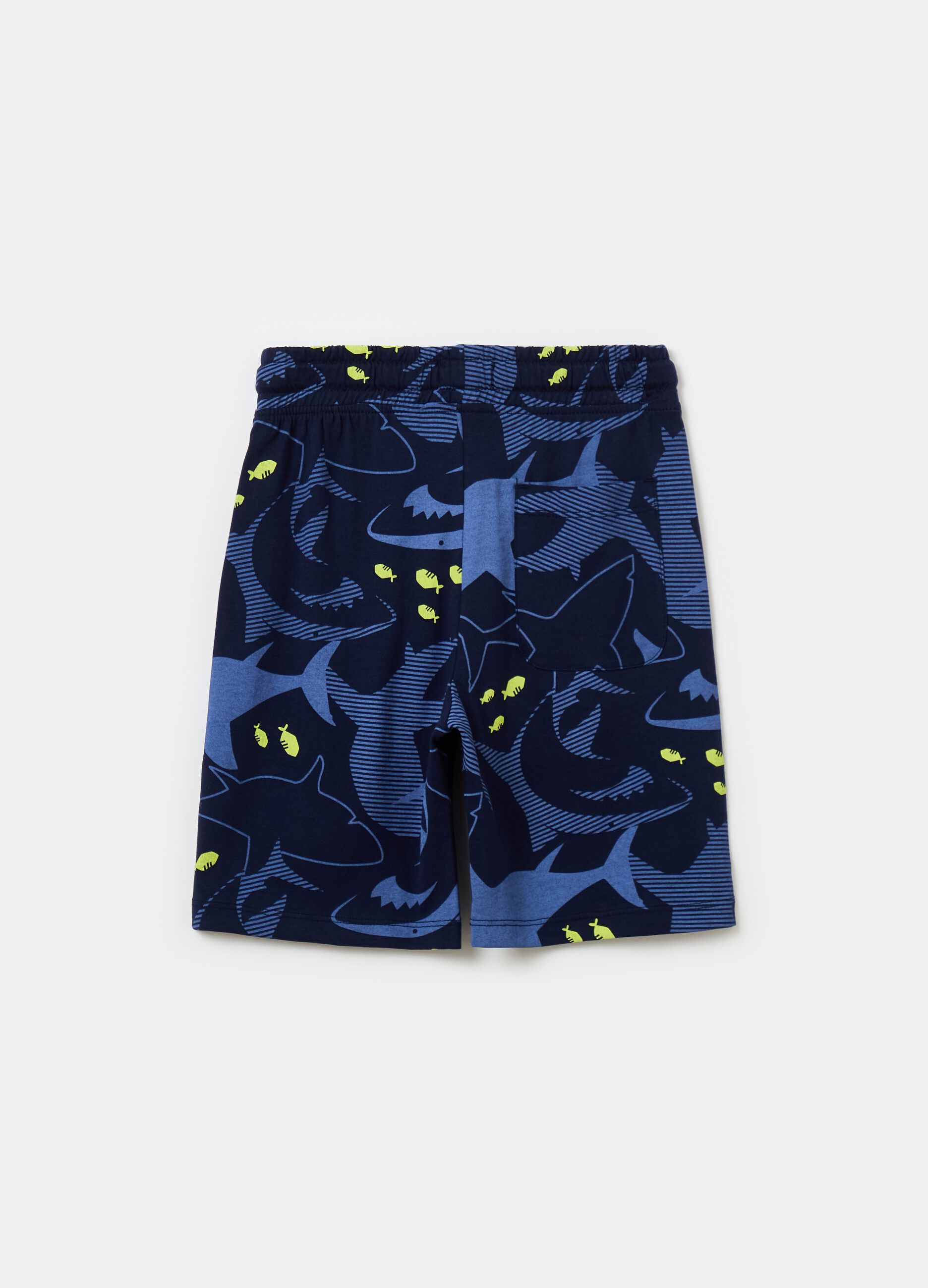 Bermuda joggers with sharks print