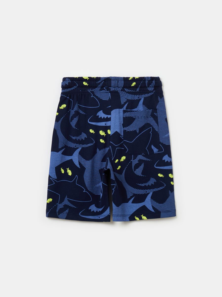 Bermuda joggers with sharks print_1