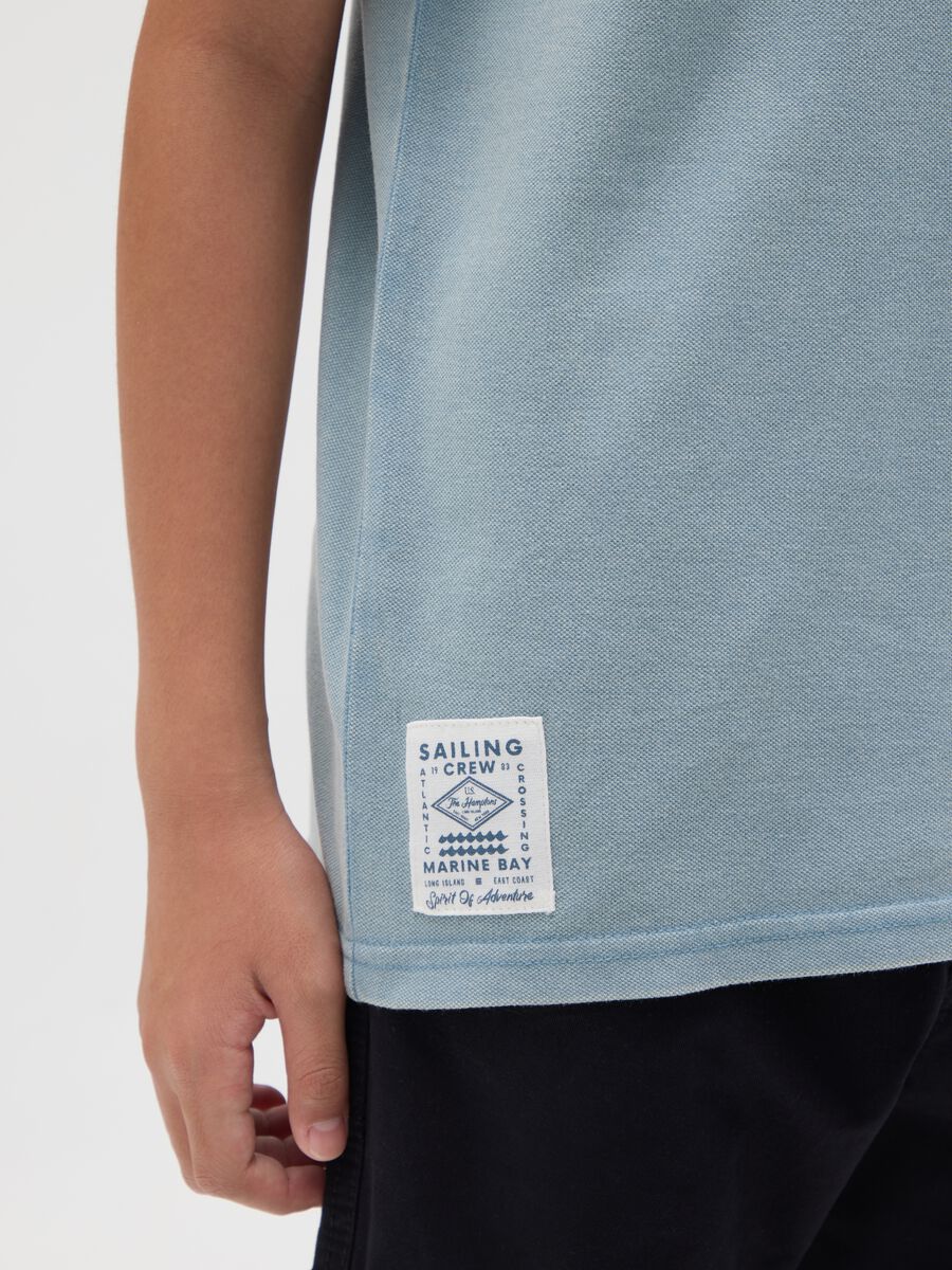 T-shirt da ragazzo in puro cotone blu regular fit_2