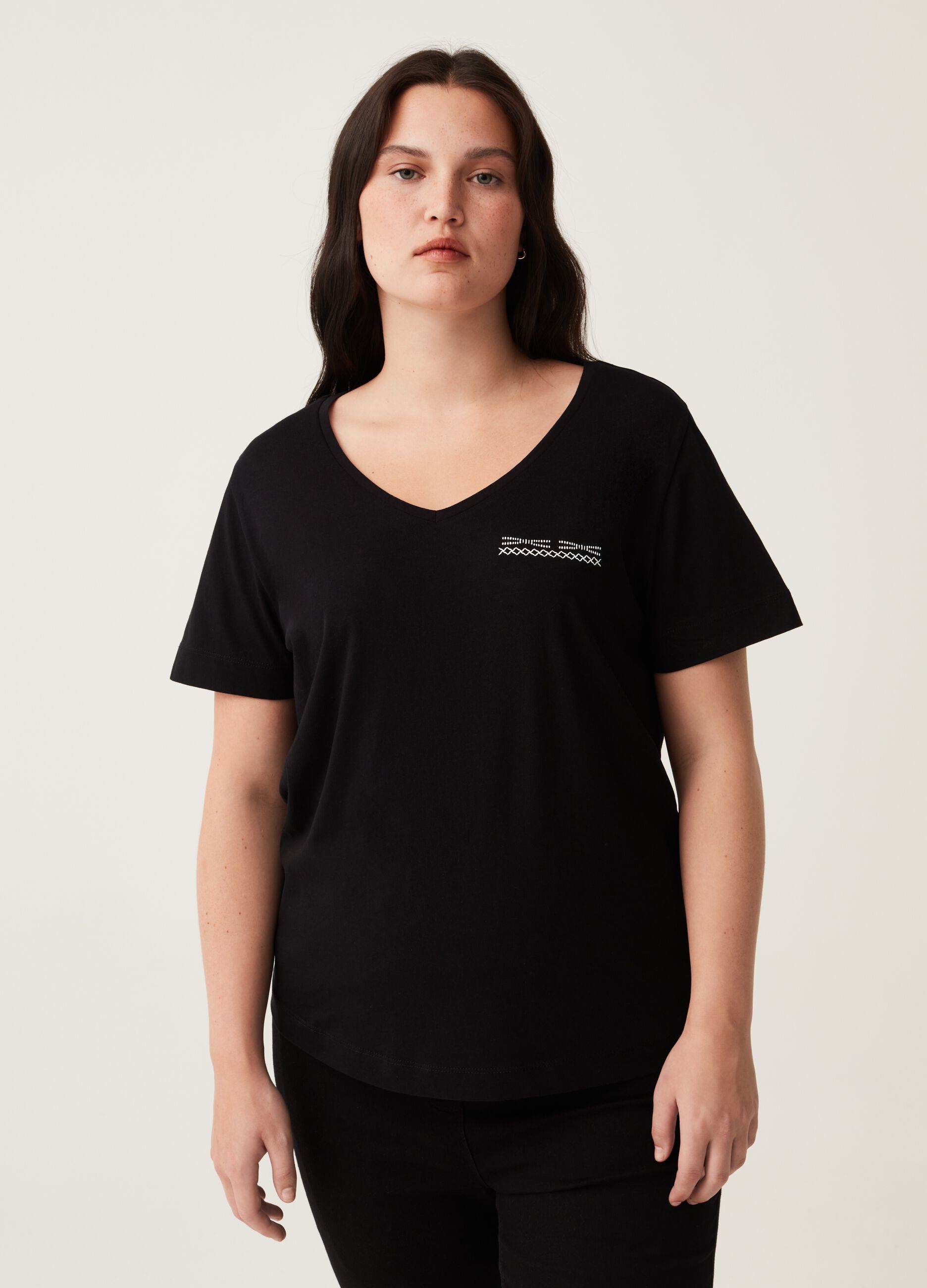 T-shirt in cotone con stampa Curvy MYA_1