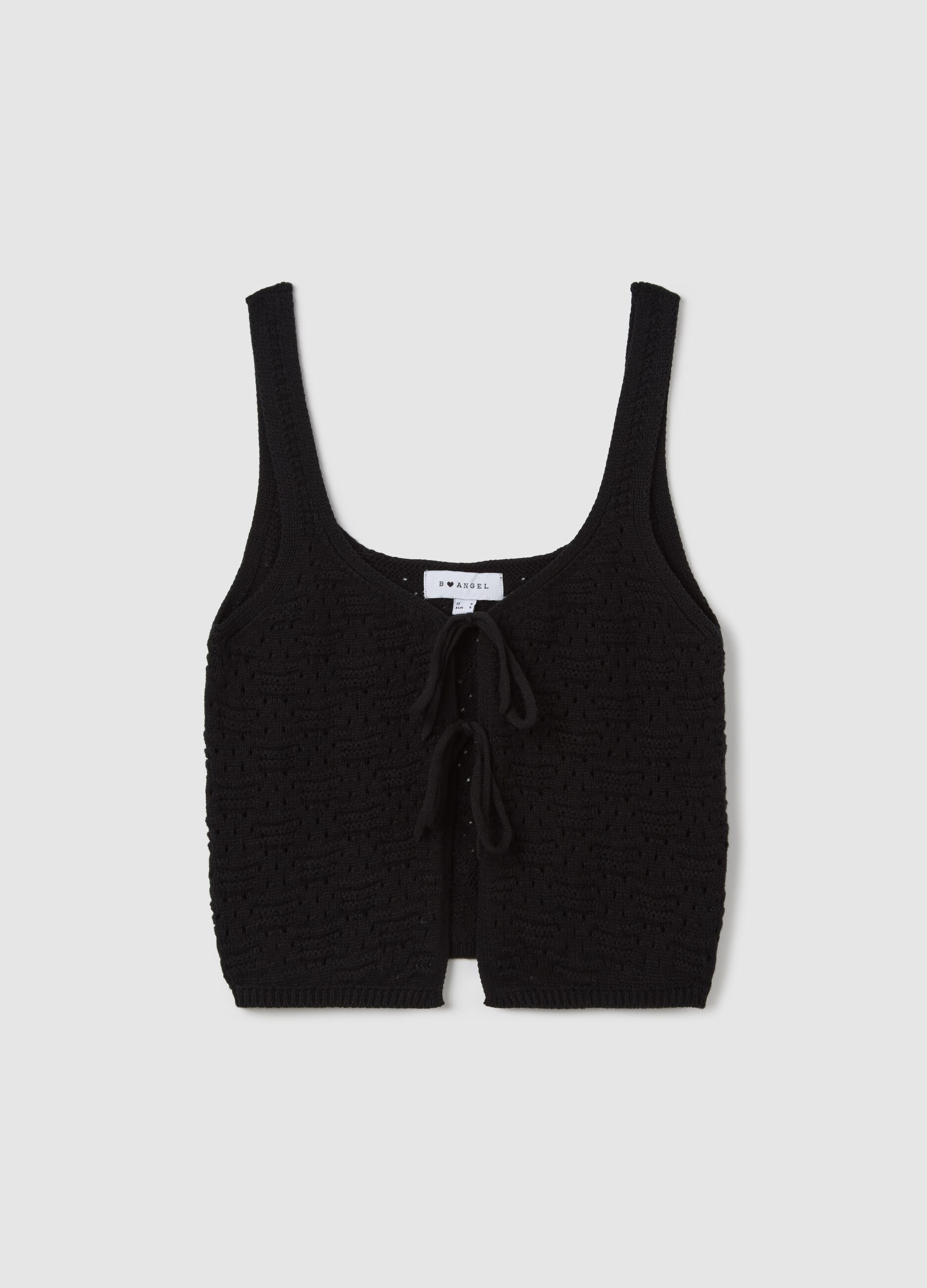 Black crochet crop top with laces