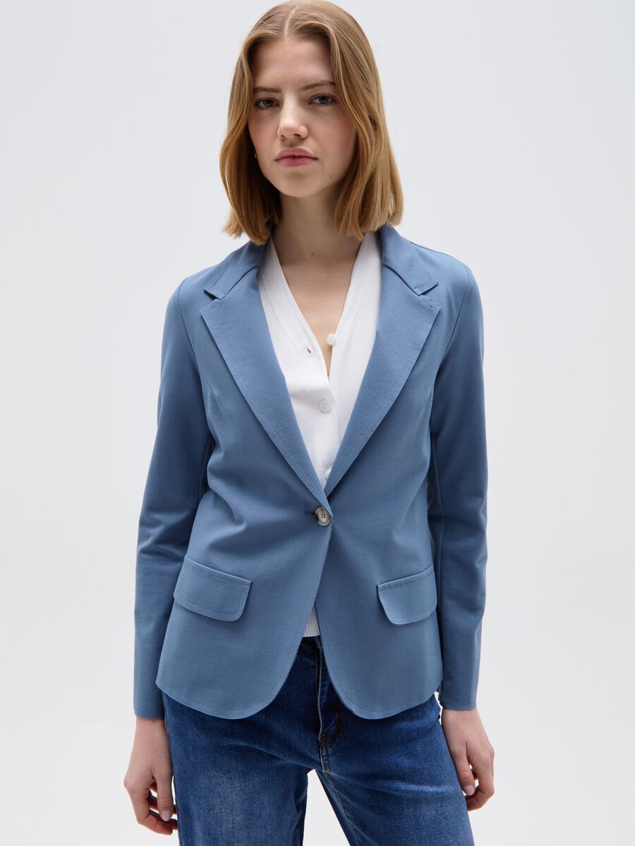 Single-breasted blazer with raw edging_1