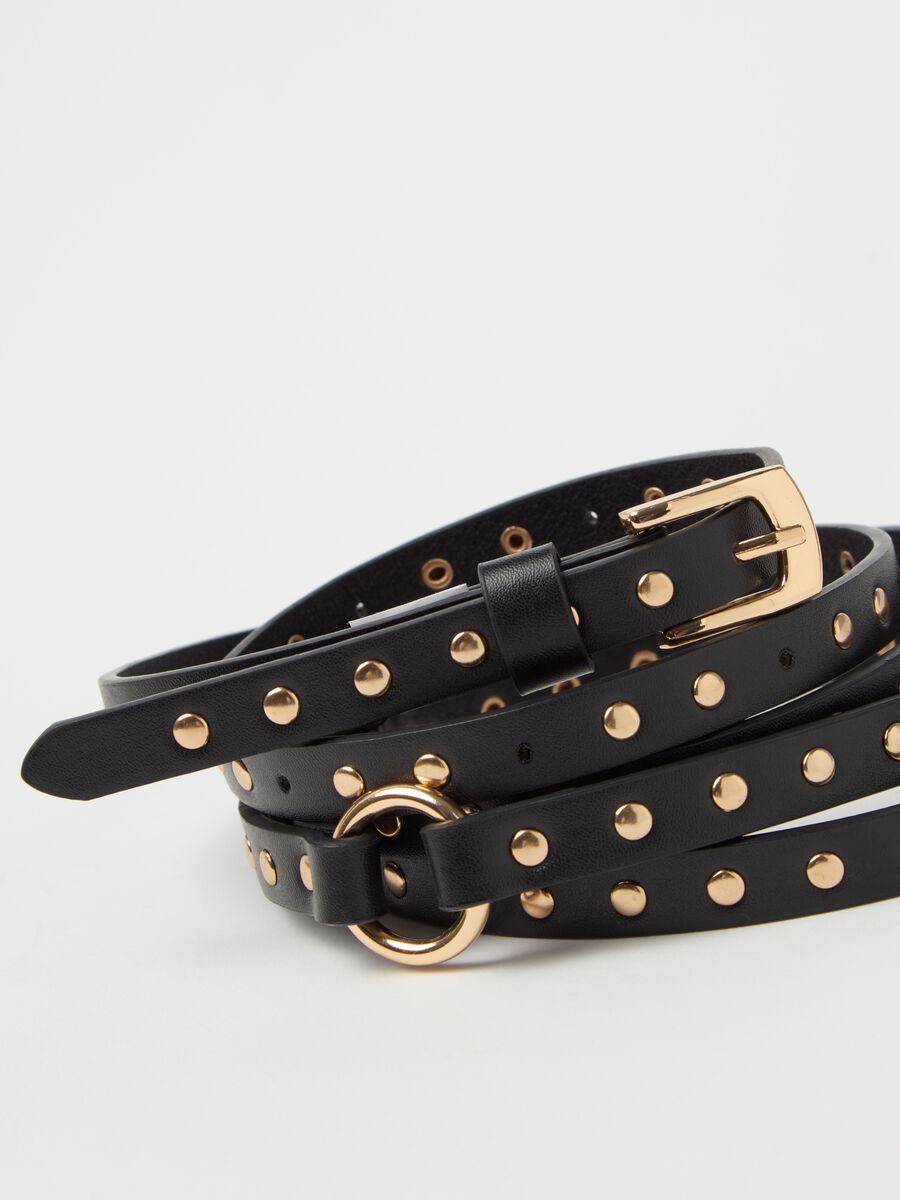 Thin belt with double strap and micro studs_2