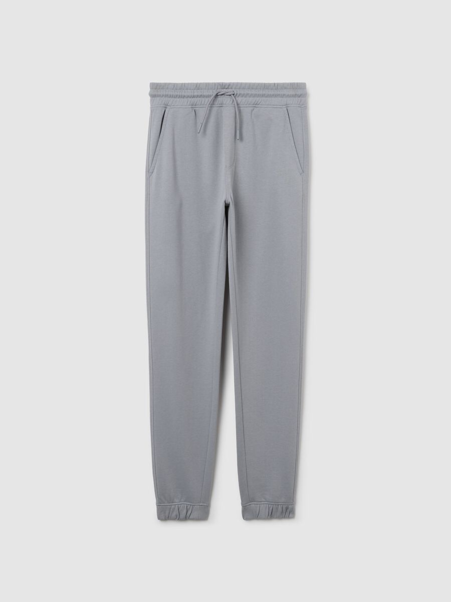 Pantaloni jogger da ragazzo in puro cotone grigio regular fit_0