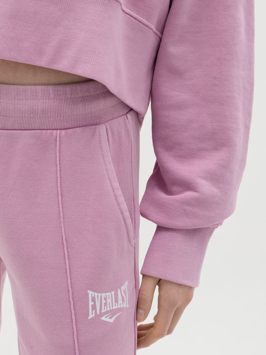 Pink joggers with elasticated edging and logo print_2