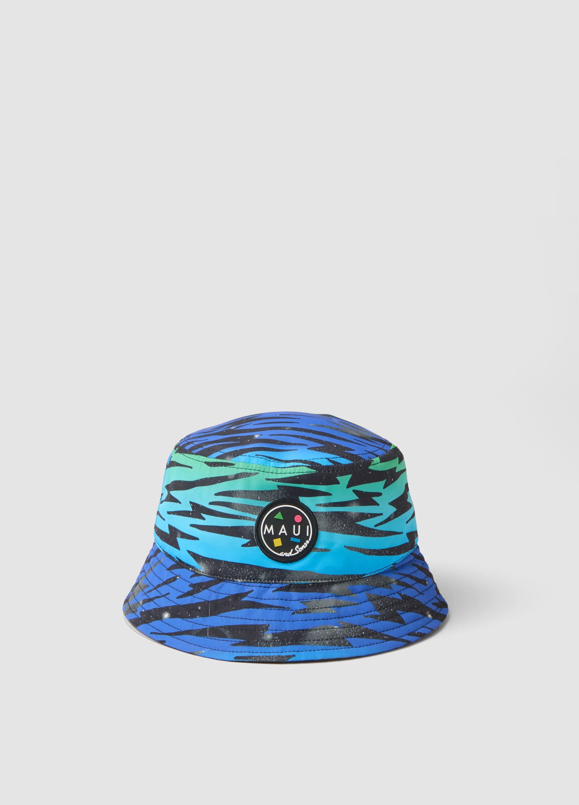 Multicolour zebra-print bucket hat