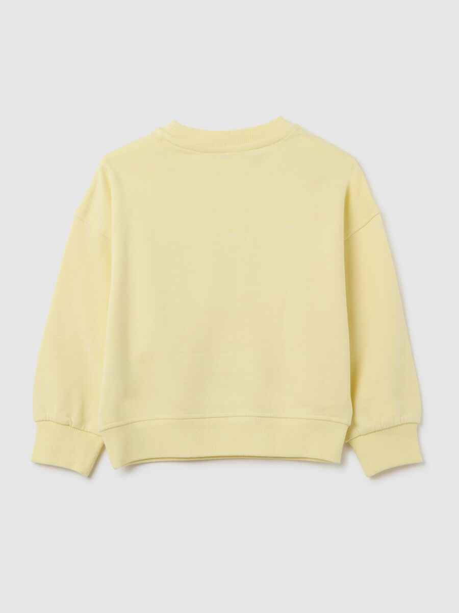 Girls' yellow regular fit pure cotton sweatshirt with writing_1