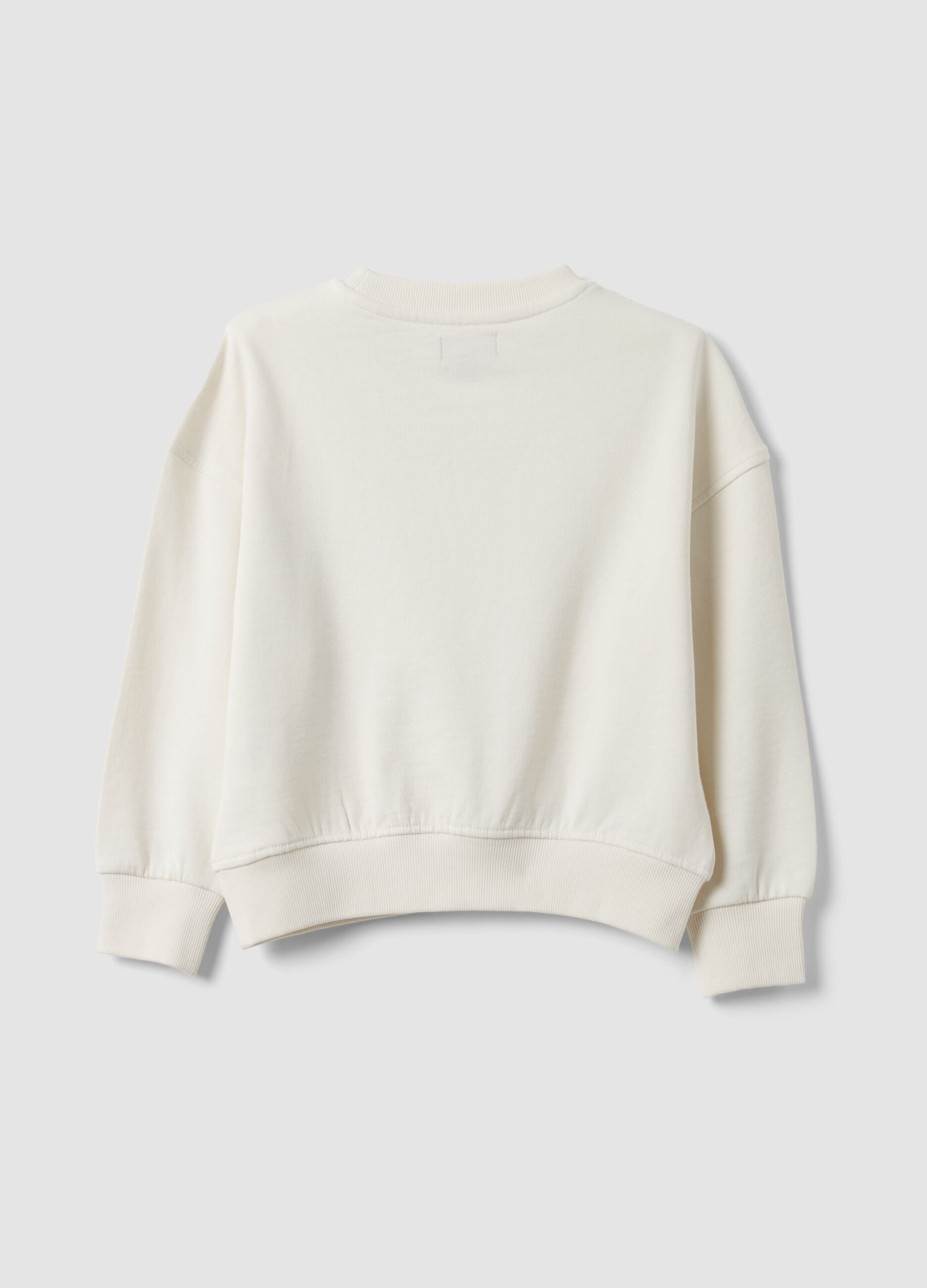 White pure cotton sweatshirt with star print, regular fit, for girls