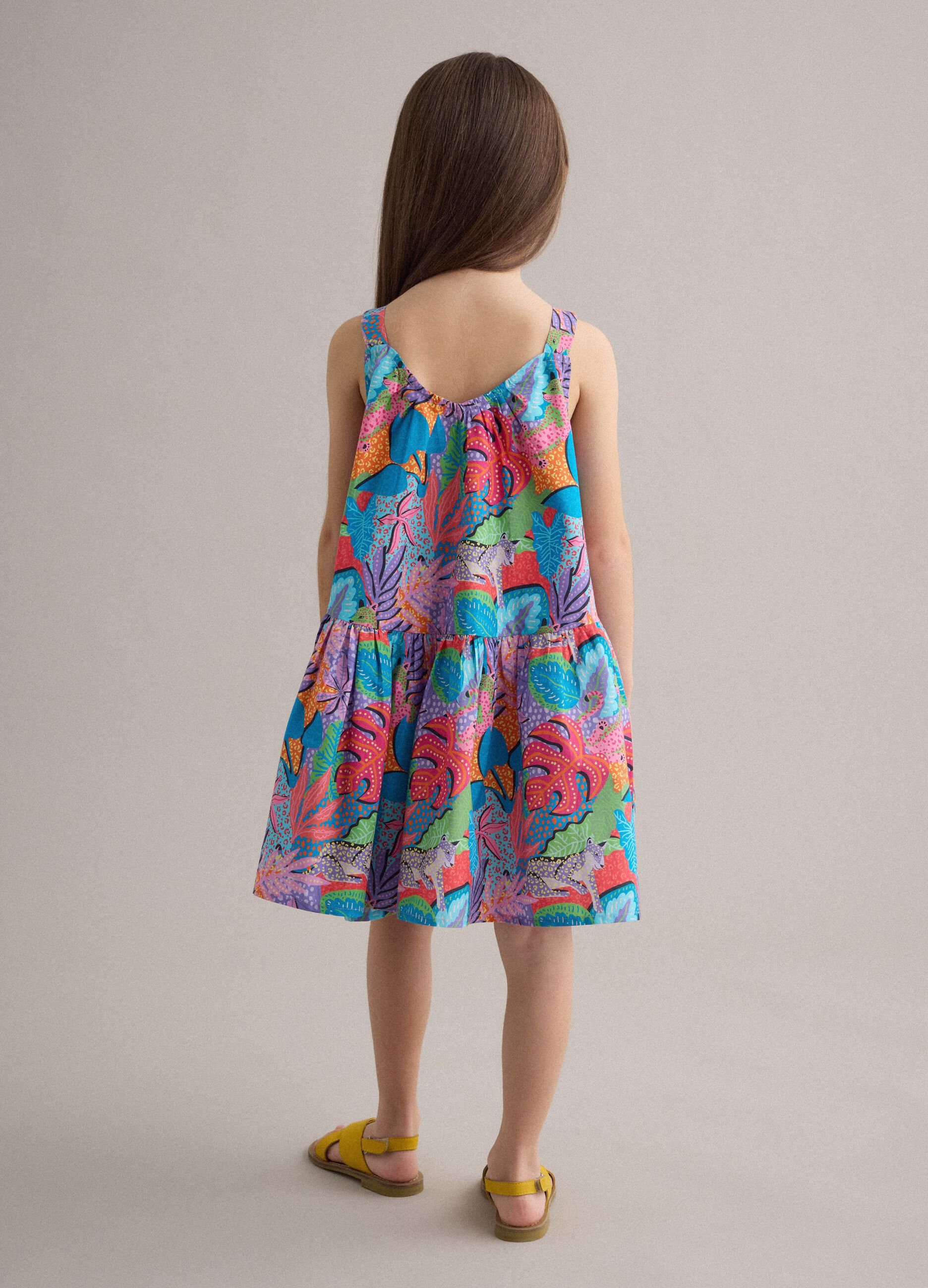 Abito multicolor in puro cotone con spalline
