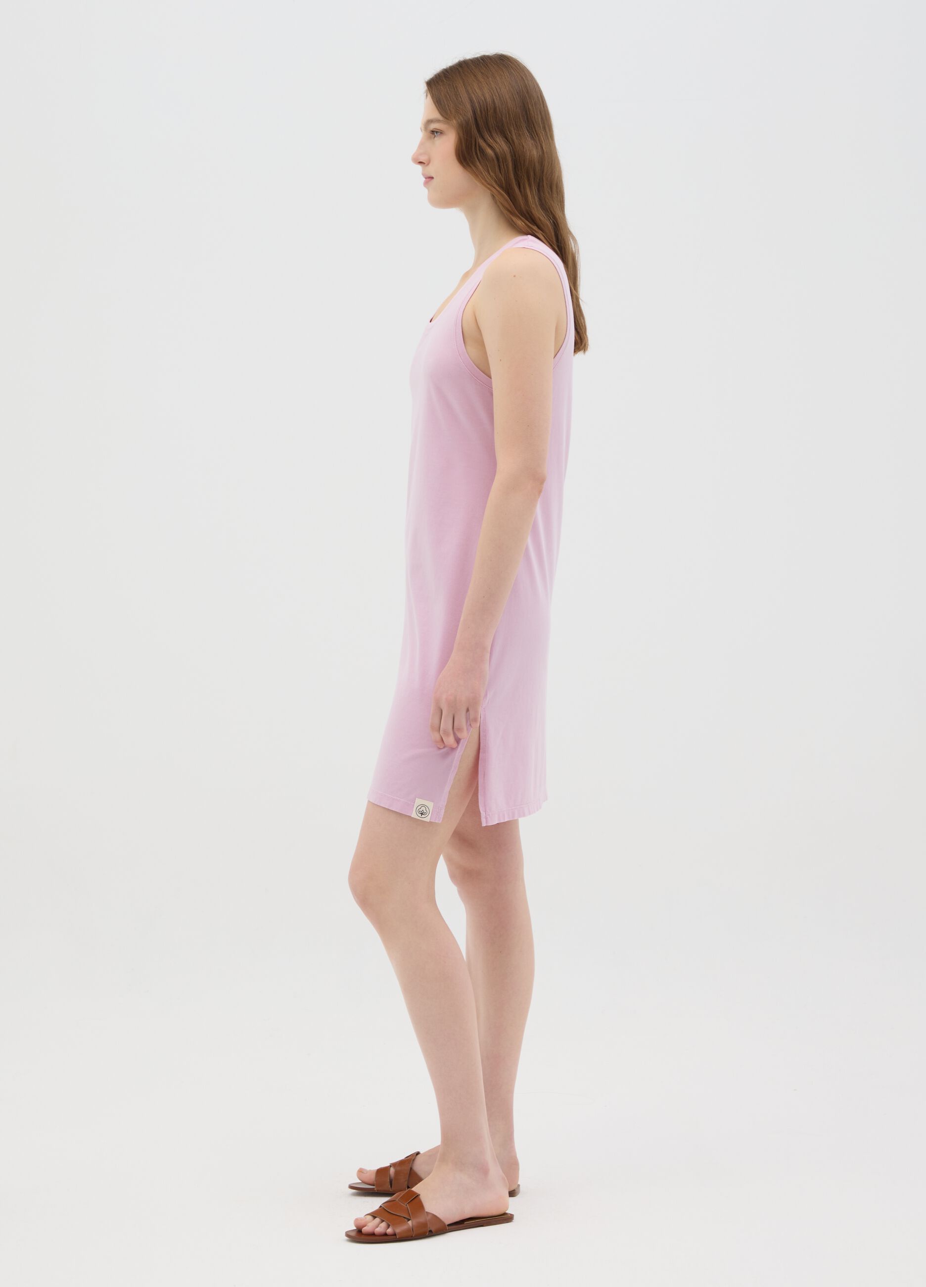 Women’s long pink dress in 100% cotton