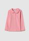 Girl's pink pure cotton polo with regular fit and ruched details_0