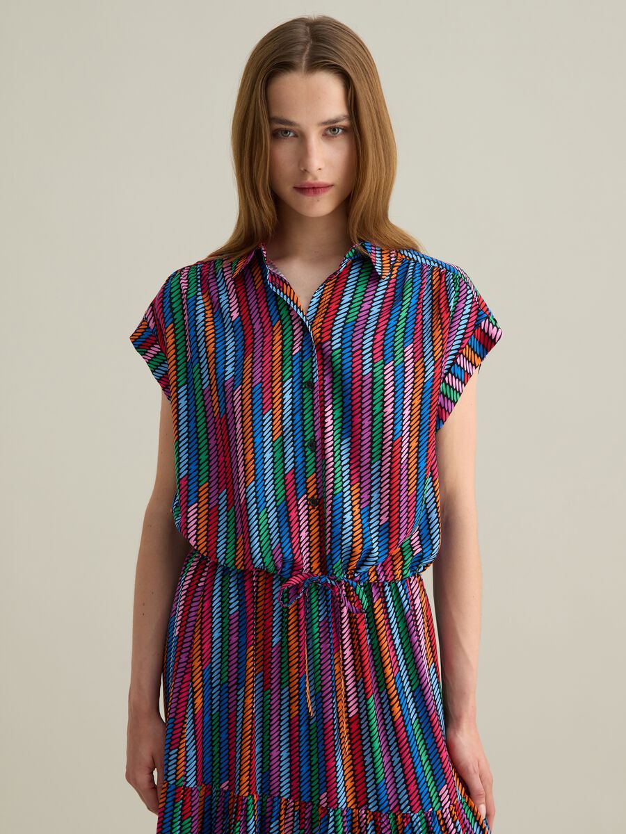 Women's viscose multicolour regular fit shirt with knot_1
