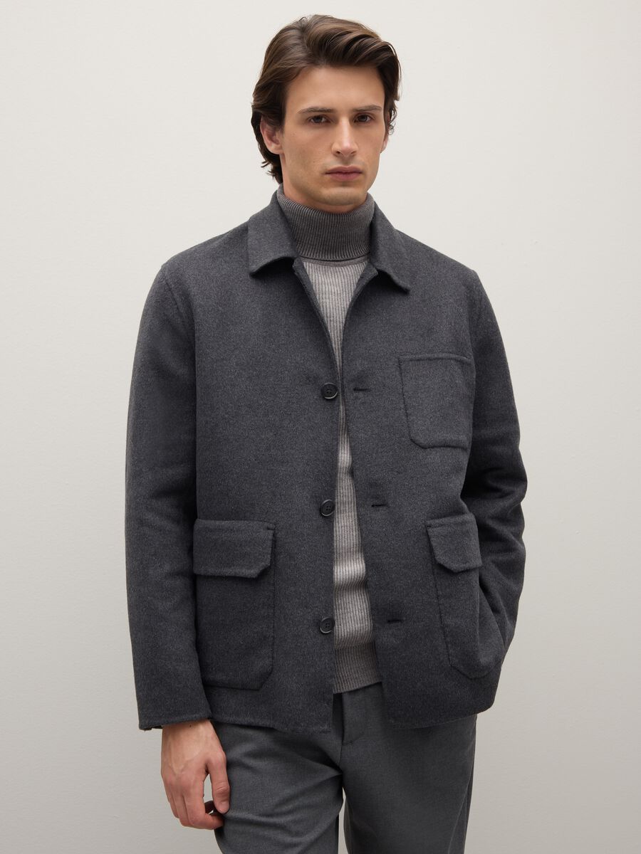 Blazer grigio con bottoni regular fit_0