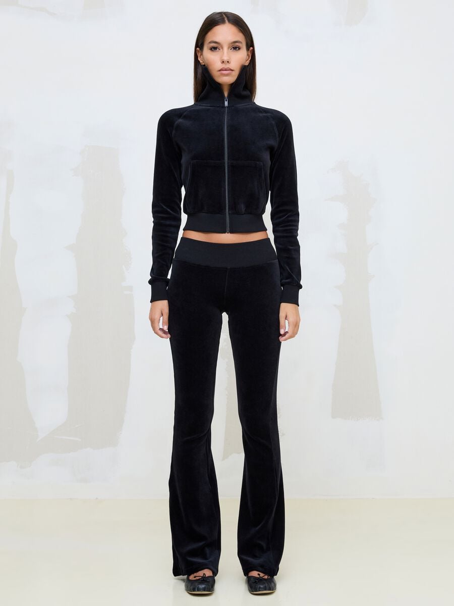 Velour Jacket Black Logo Strass_4