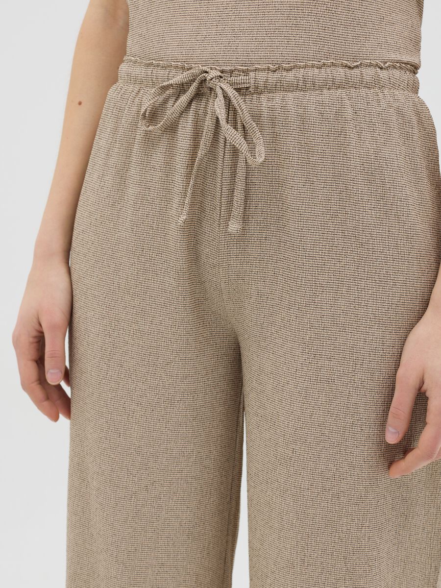 Beige Palazzo Trousers in Stretch Fabric_3