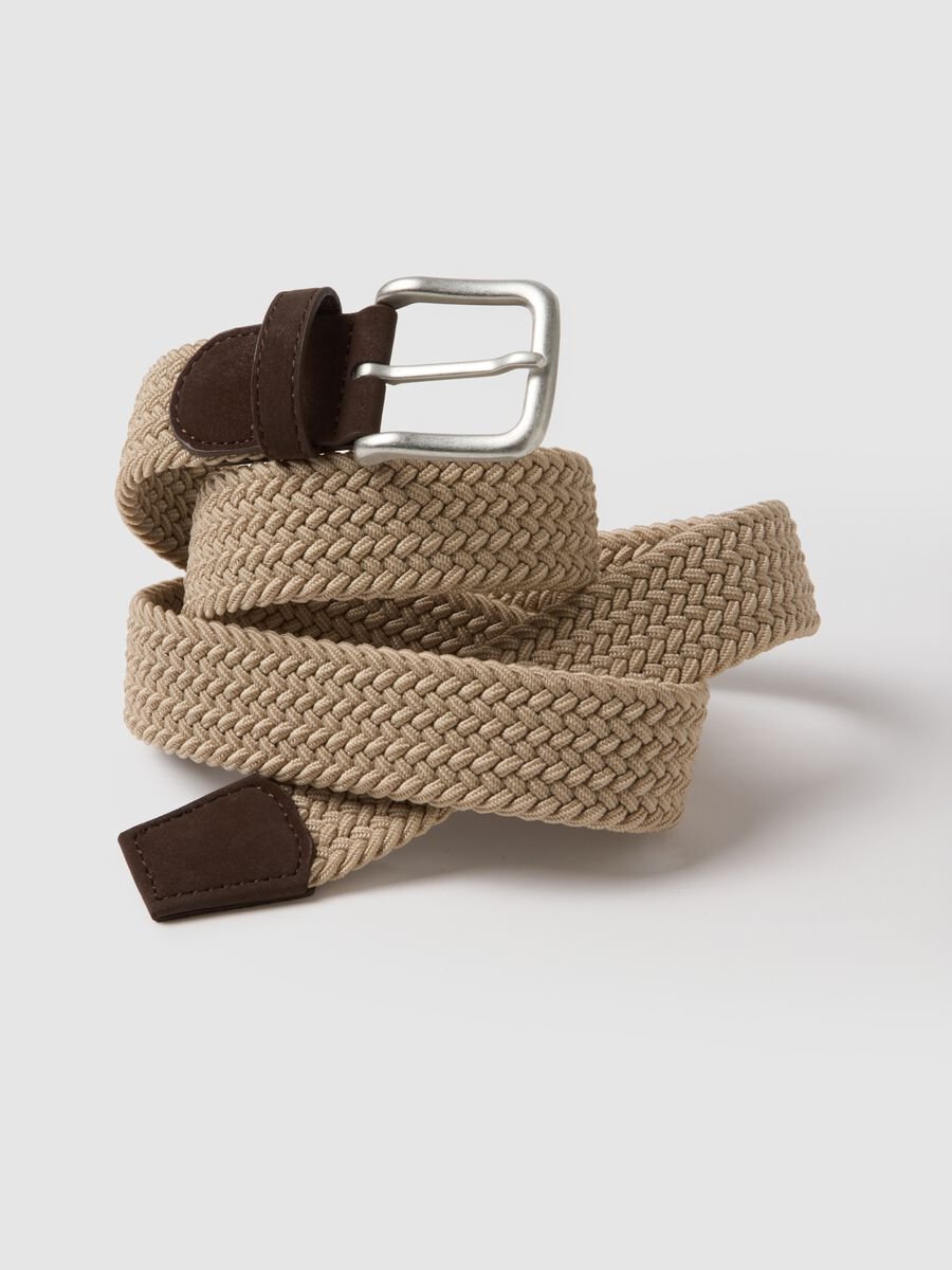 Cintura intrecciata multicolor con fibbia metallica_2