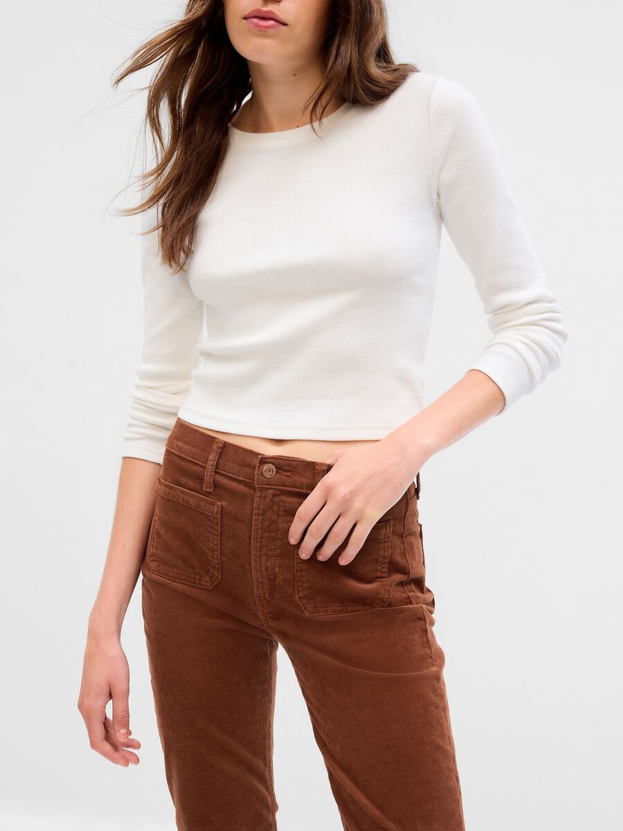 Pantaloni flare fit a vita alta in corduroy_2