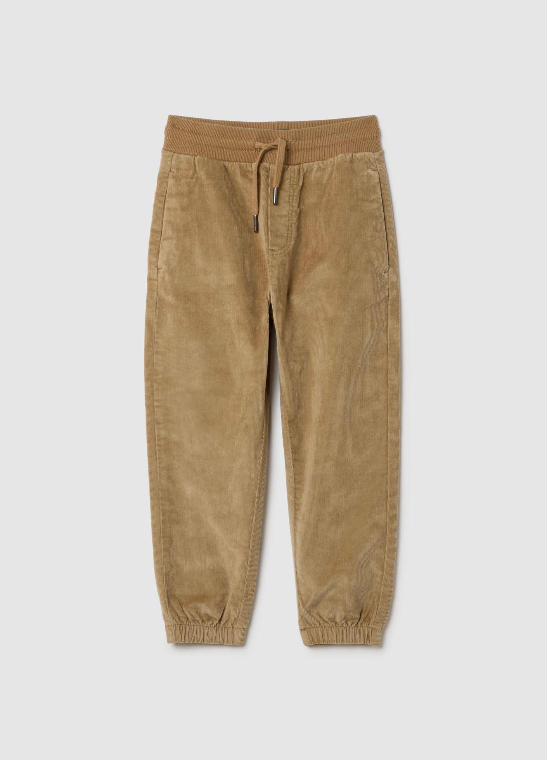 Children's beige cotton blend trousers - regular fit