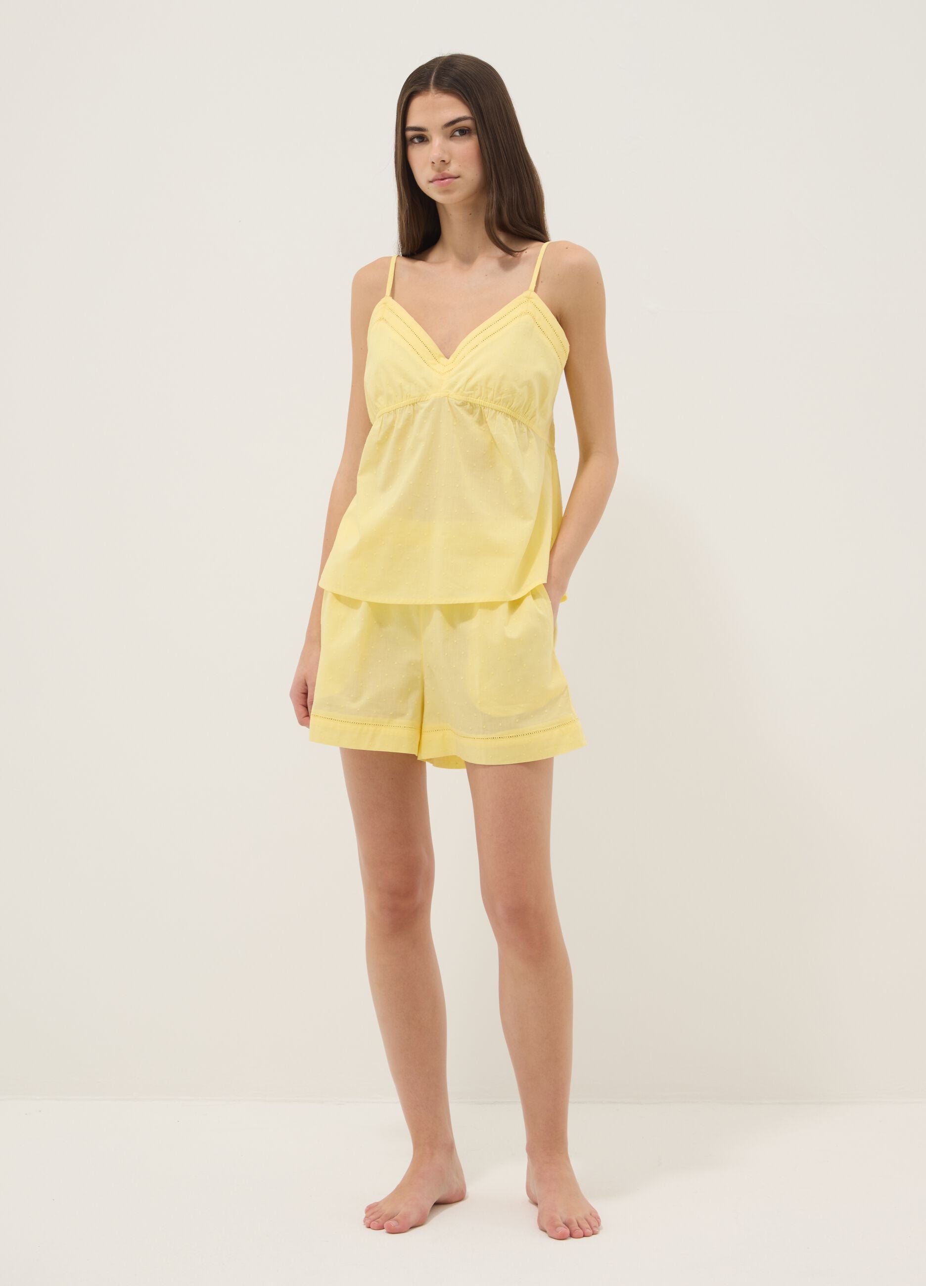 Pigiama giallo in puro cotone regular fit