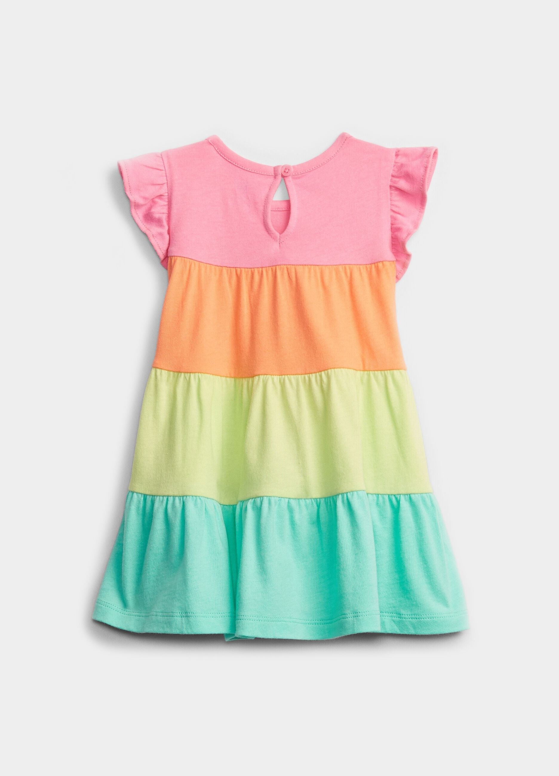 Dress with multicoloured bands
