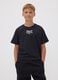 Black pure cotton logo T-shirt, regular fit, for boys_1
