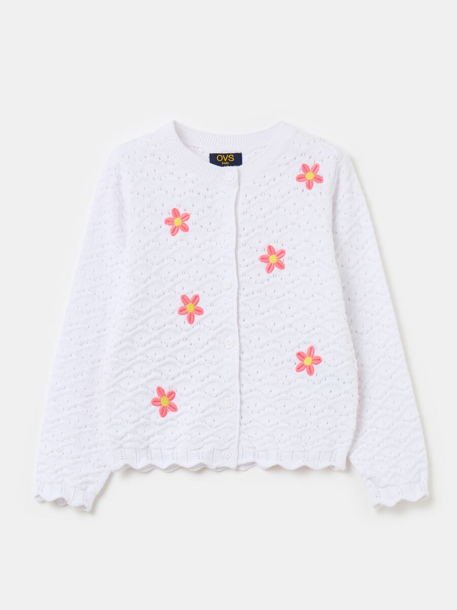 Cardigan with openwork design and embroidery_0