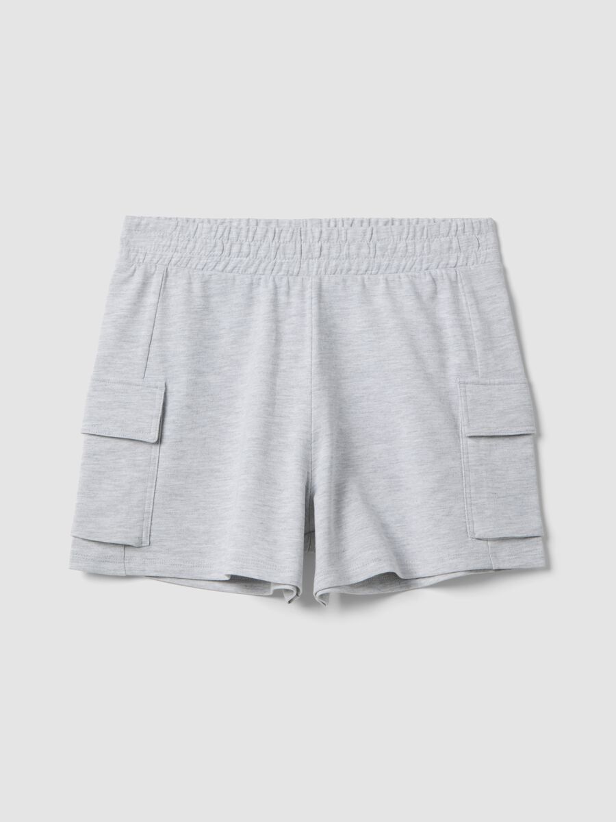 Shorts cargo in misto cotone grigio da ragazza relaxed fit_0