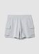 Grey cotton blend cargo shorts for girls relaxed fit_0