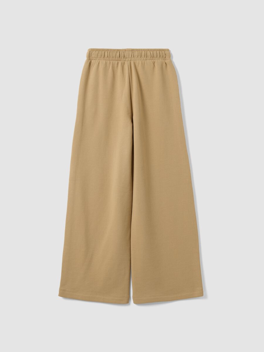Pantaloni beige wide leg in puro cotone per ragazza_1