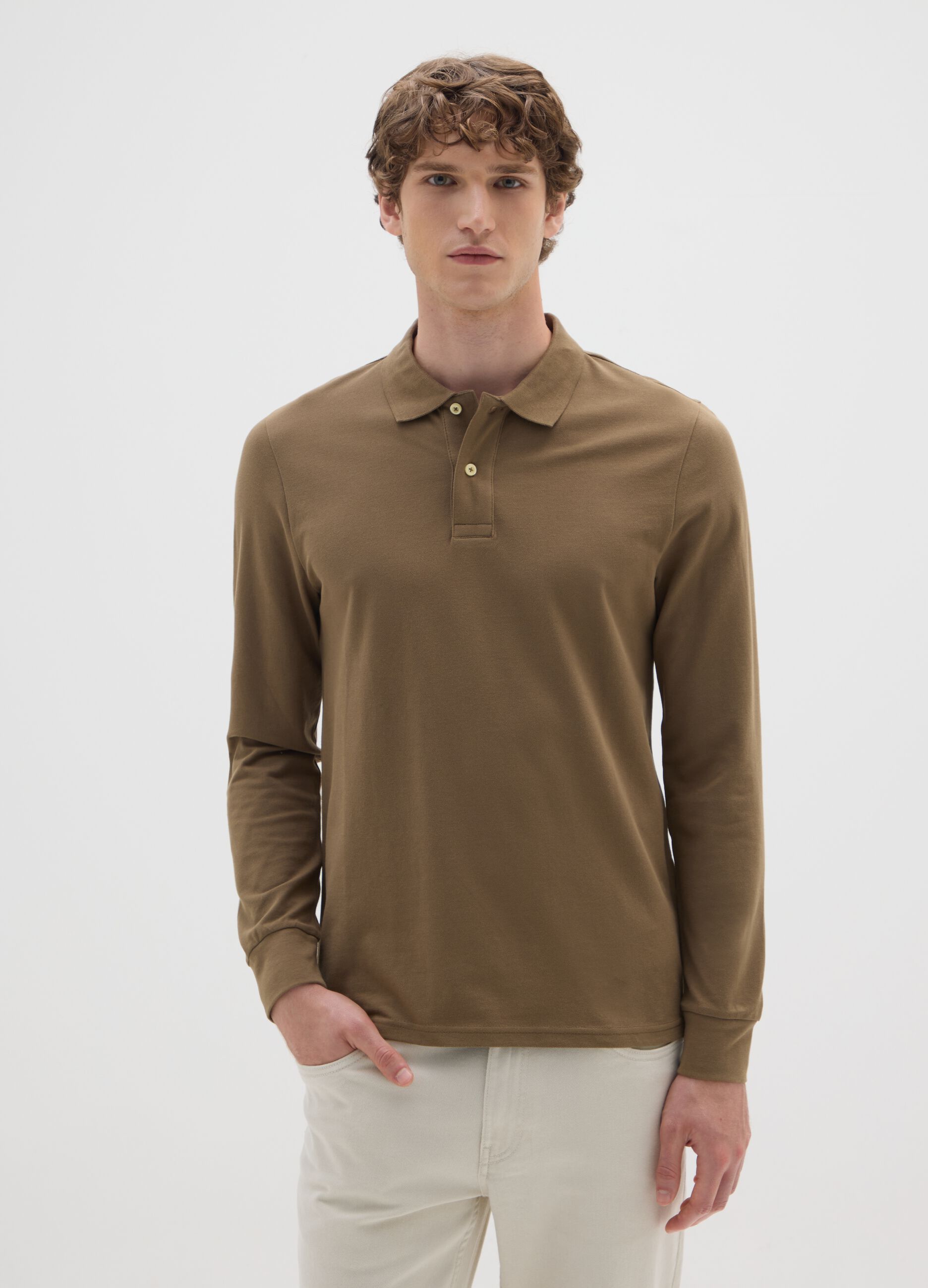 Brown pure cotton polo shirt regular fit