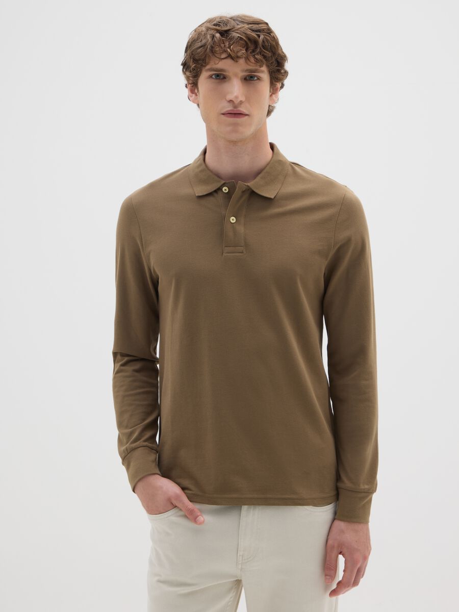 Brown pure cotton polo shirt regular fit_0