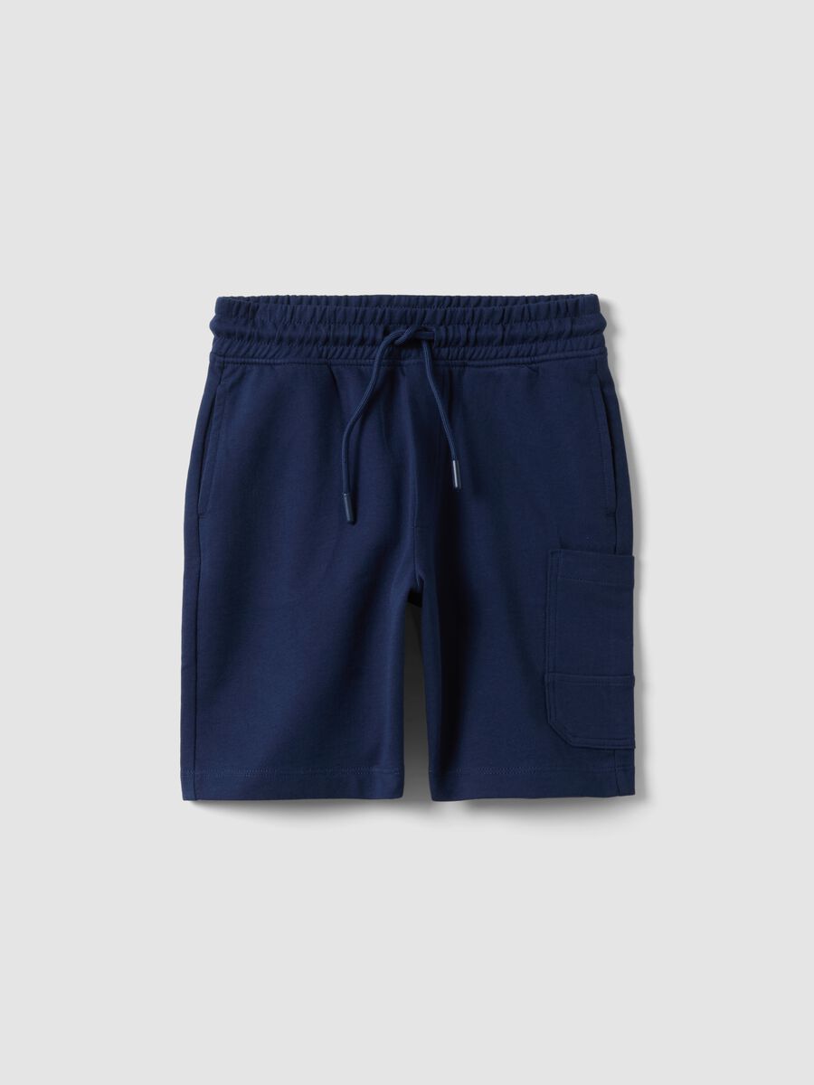 Pantaloncini in puro cotone blu da bambino regular fit_0