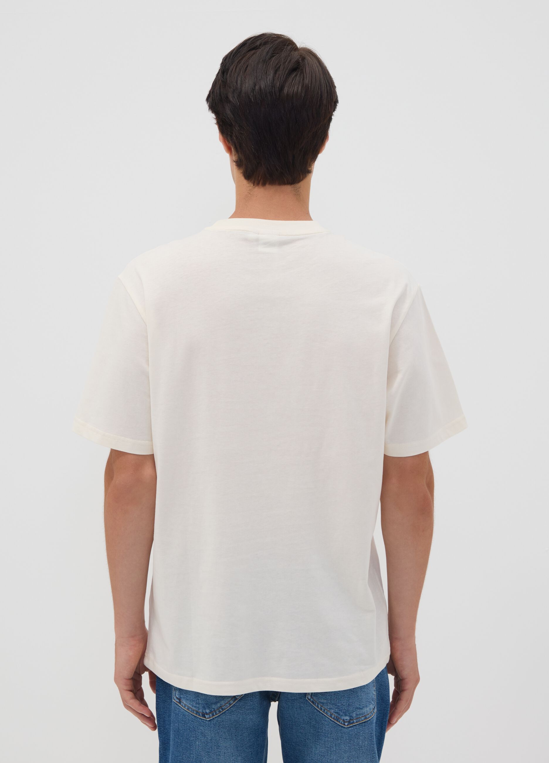 White pure cotton Peanuts print T-shirt, relaxed fit