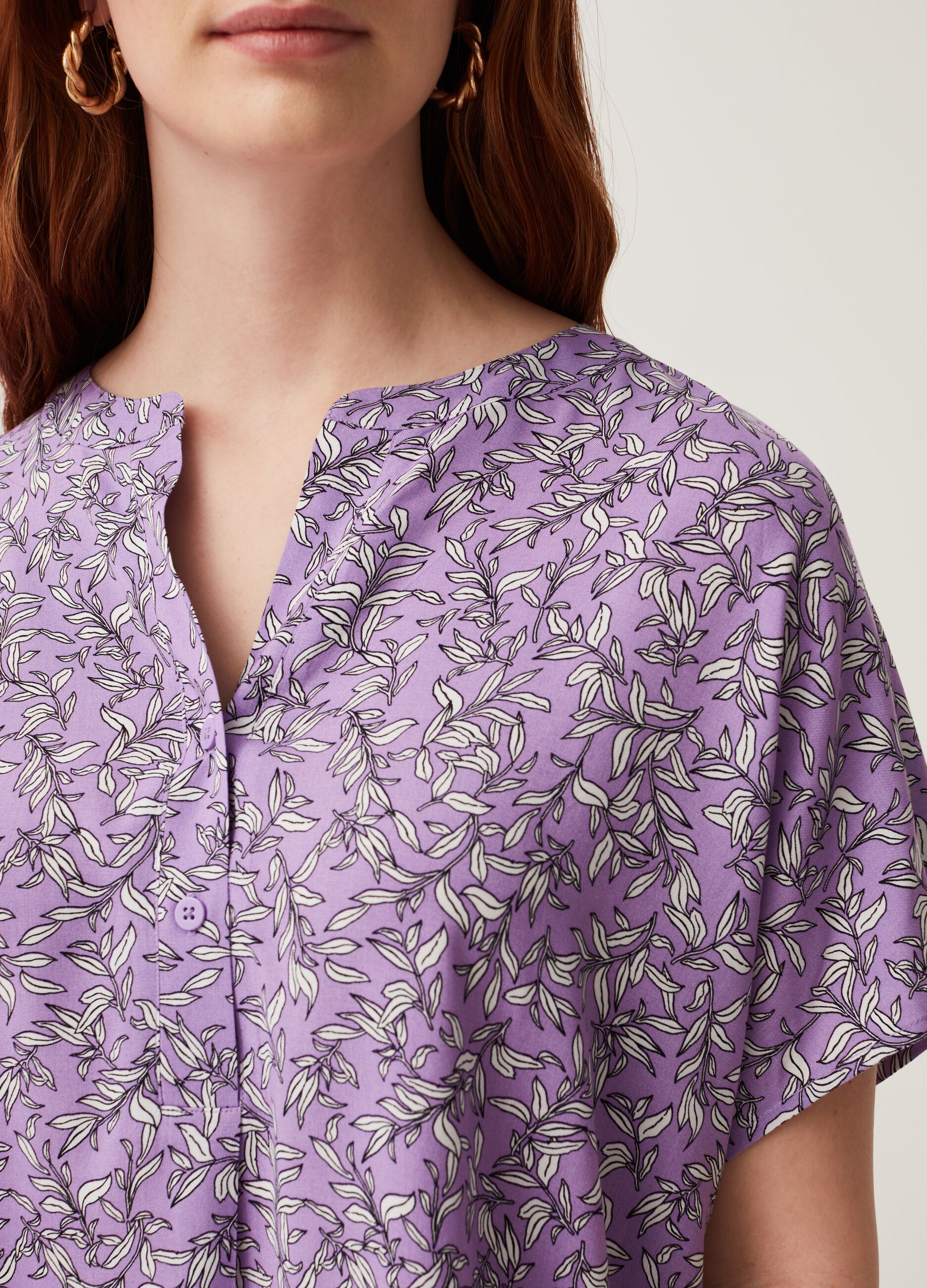 Blusa in viscosa stampa all-over Curvy MYA_3