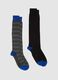 Multi-coloured stretchy cotton long socks twin pack_0