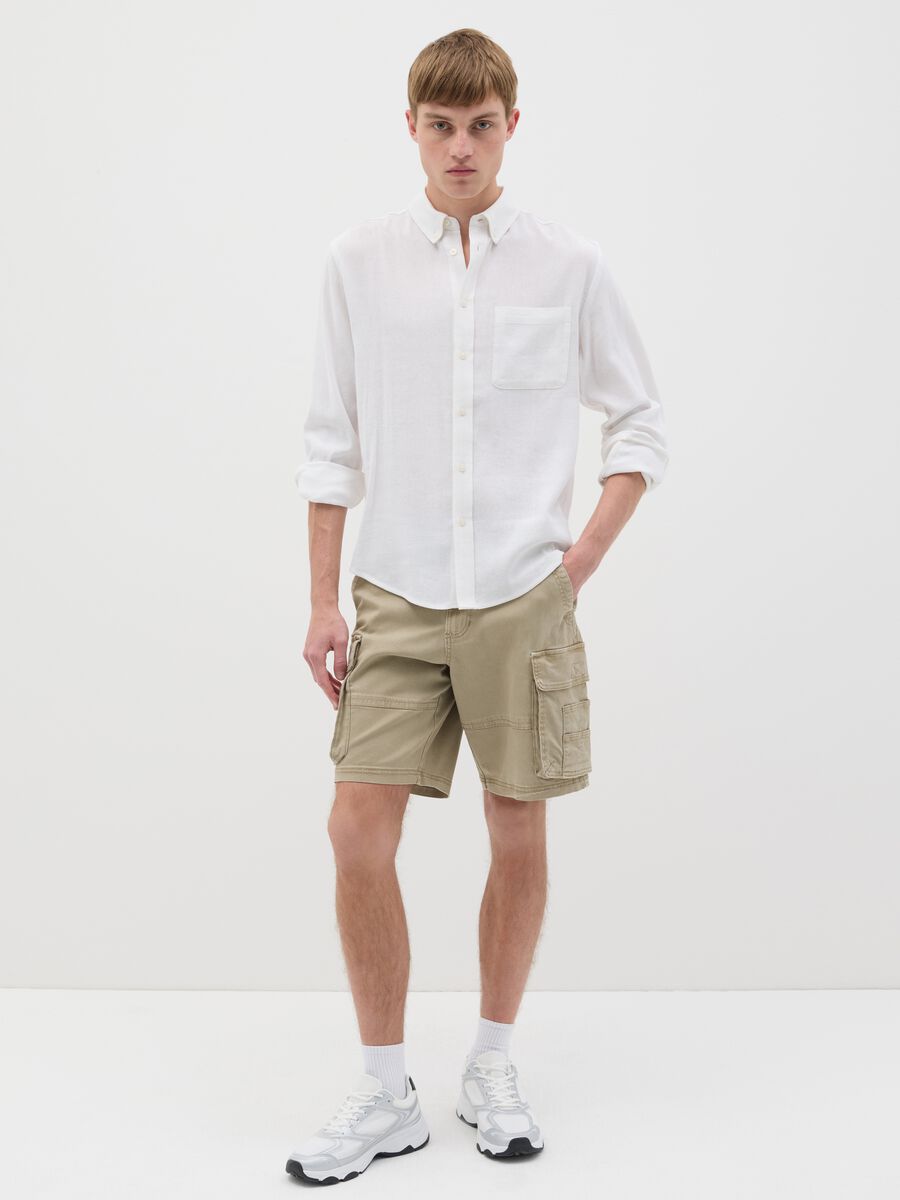 White shirt in linen, viscose and cotton_1