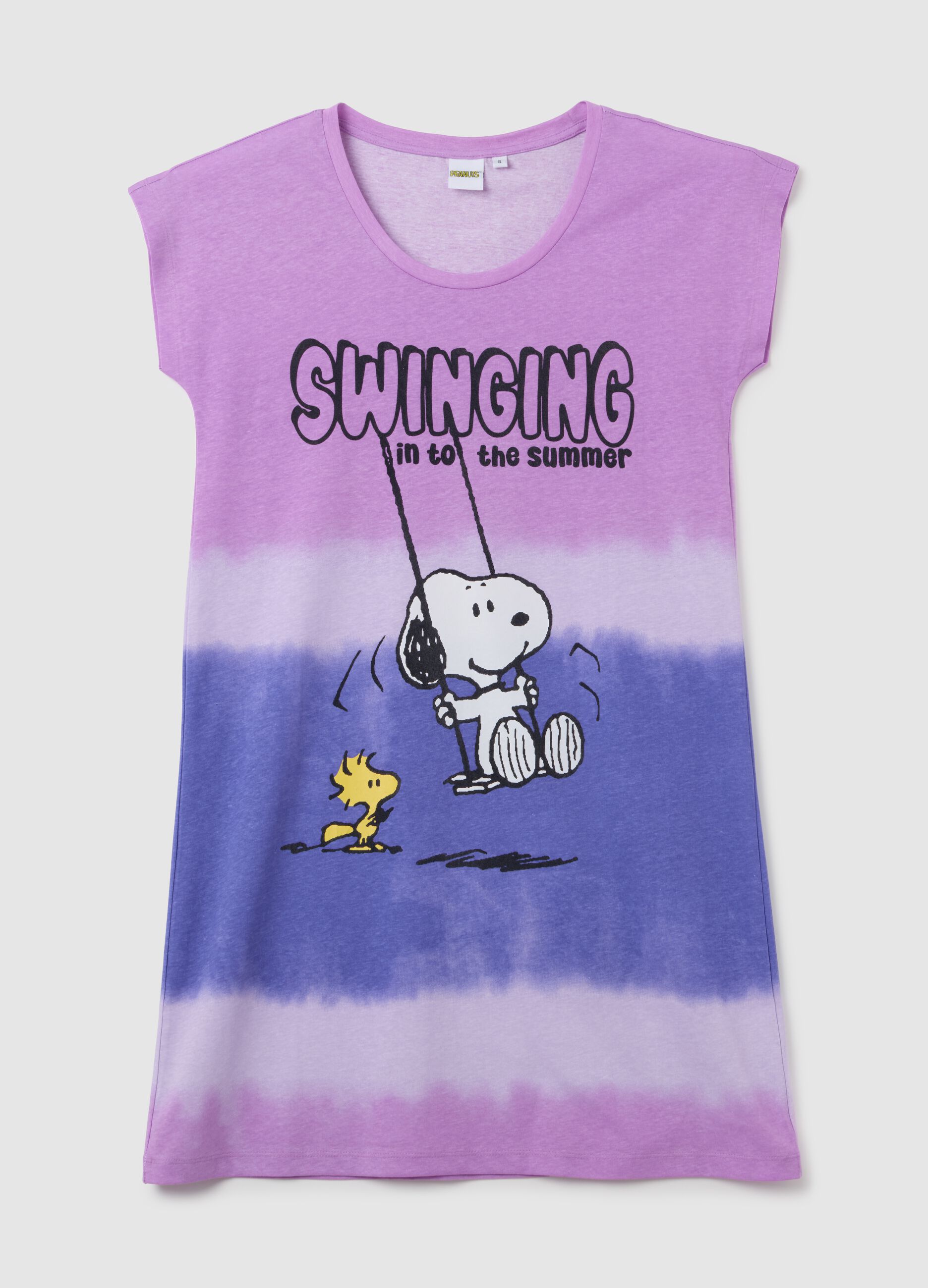 Camicia da notte da donna in puro cotone multicolor con stampa