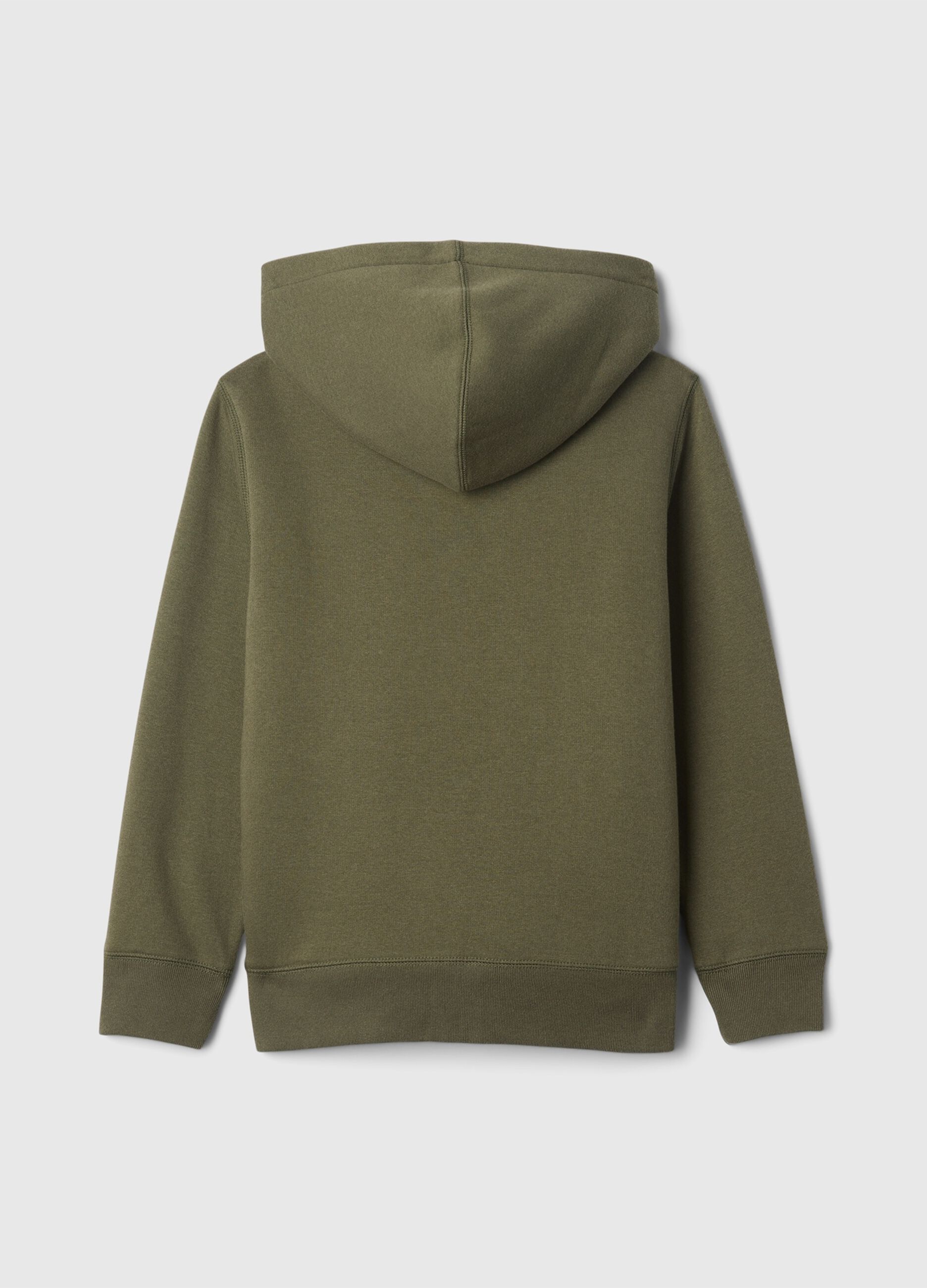 Full-zip sweatshirt and hood with sherpa lining