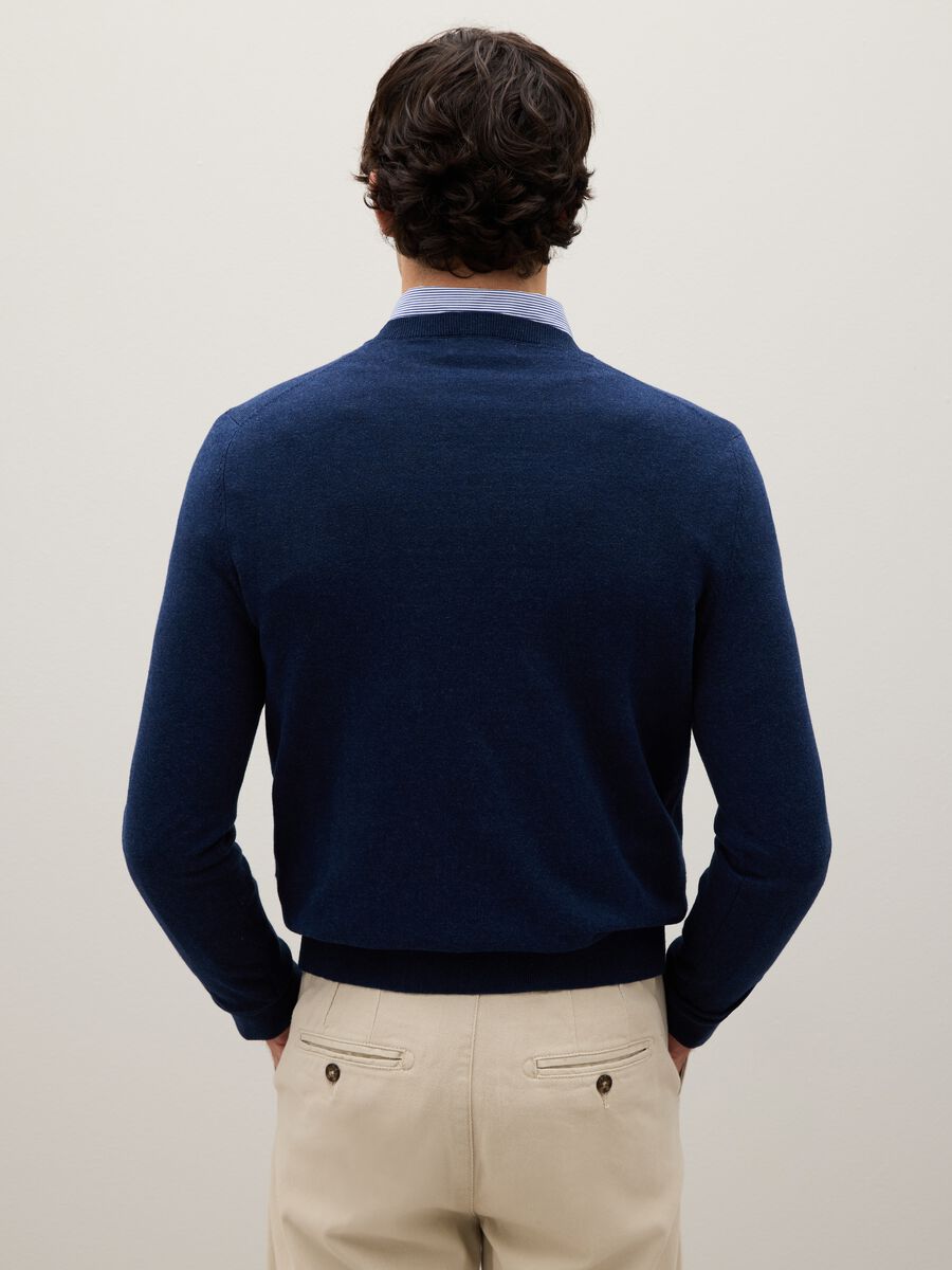 Blue jumper in cotton and polyamide blend_3