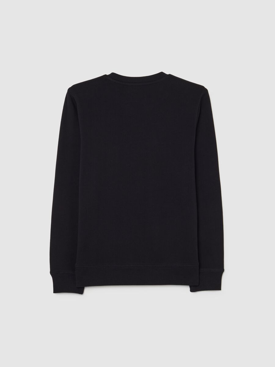 Boys' Black Sweatshirt in Pure Cotton Regular Fit with SKI Print_4