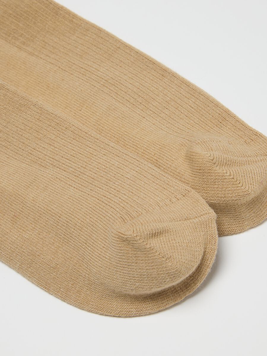 Beige midi cotton blend socks_2