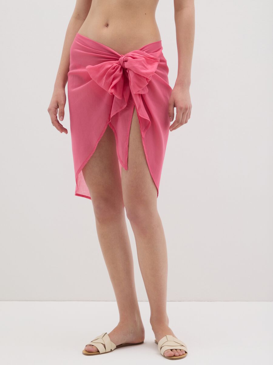 Women's pink, regular-fit beach cover-up in 100% cotton_1