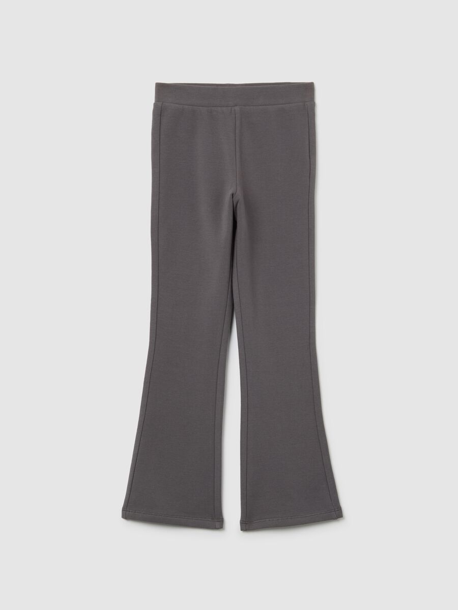 Girls' grey cotton stretch flare leggings_0
