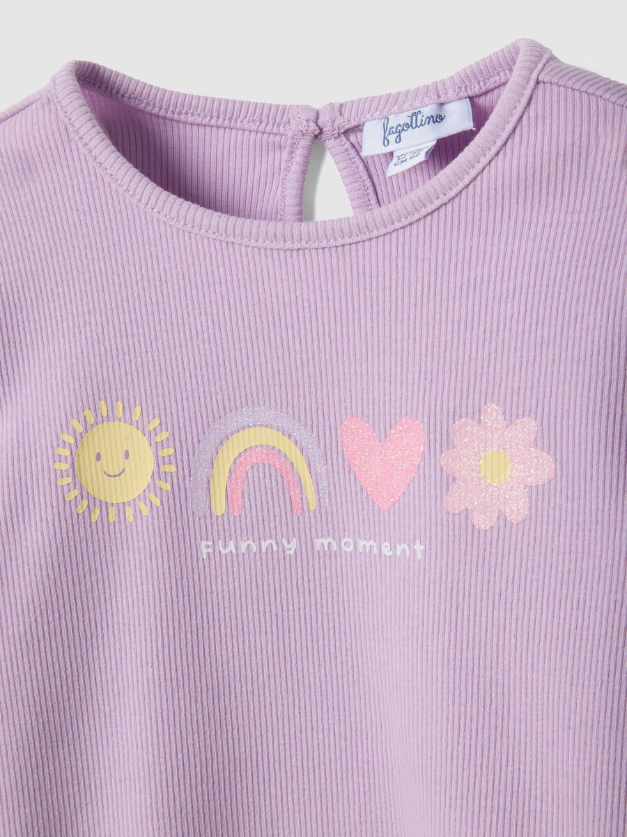 Girls' Stretch Cotton Purple T-shirt with Designs_2