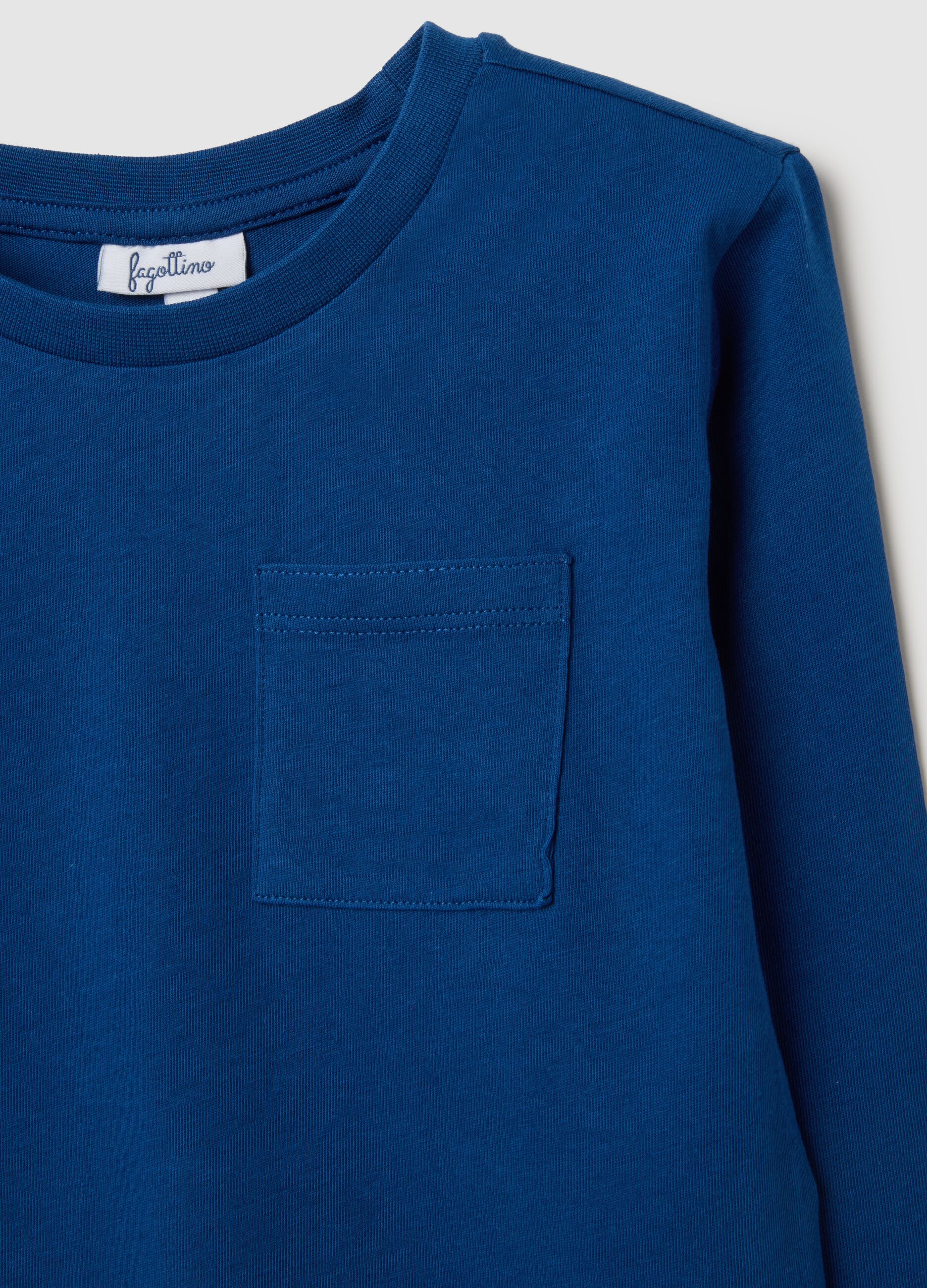 Set of blue and white long-sleeve cotton t-shirts