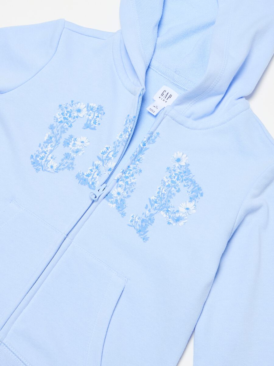 Full-zip sweatshirt with hood and floral logo print_2
