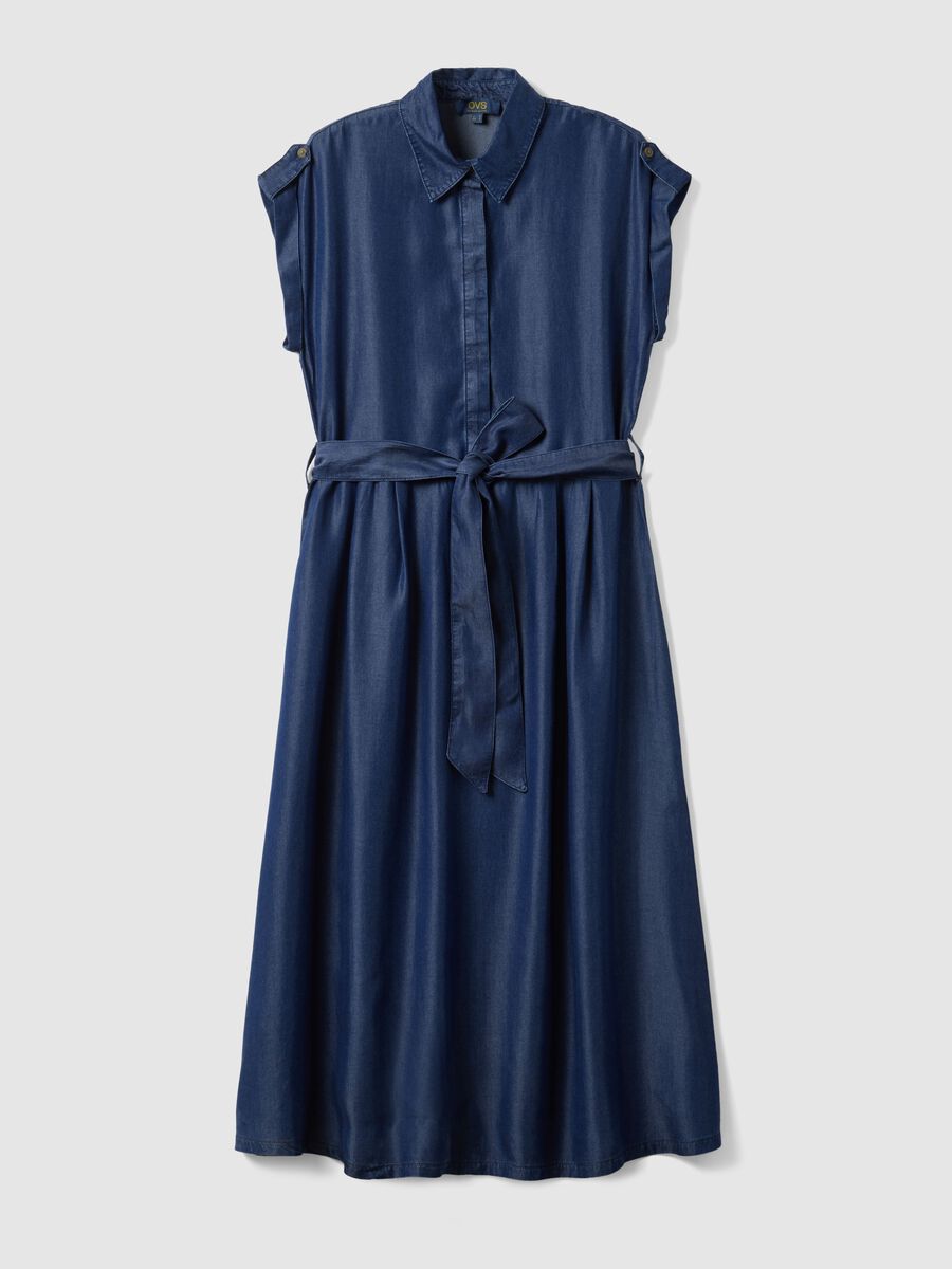 Pure blue lyocell dress in regular fit_4