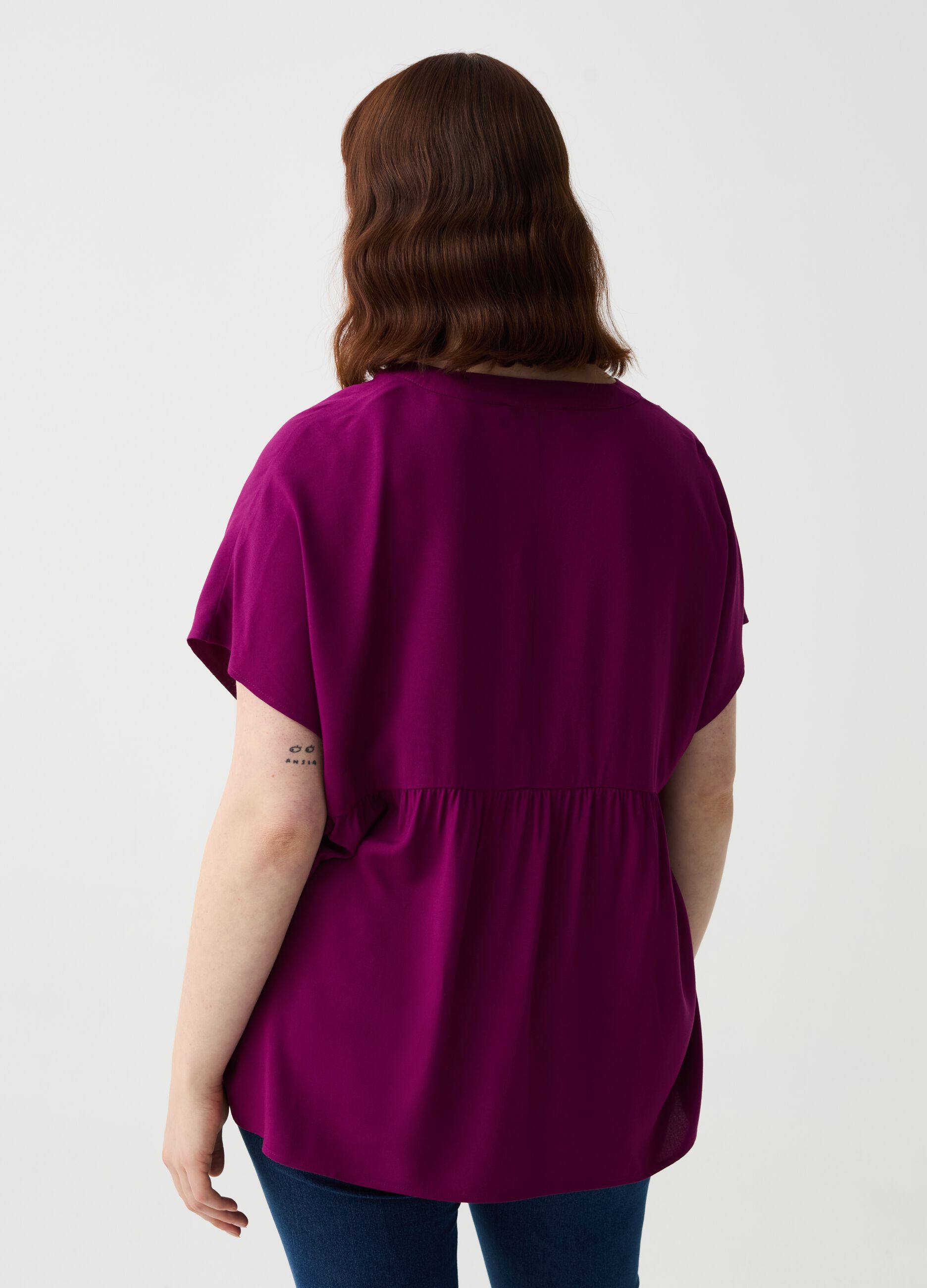 Blusa in viscosa con bottoni Curvy
