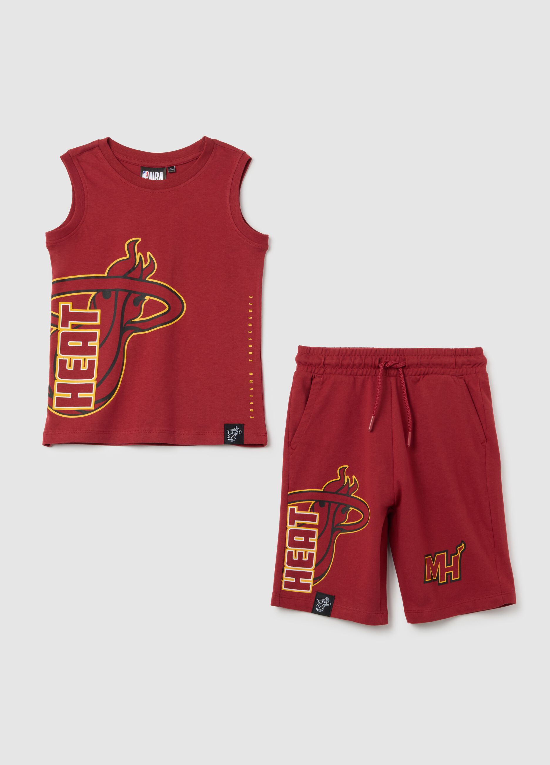 Children's red pure cotton regular fit set with Miami Heat print