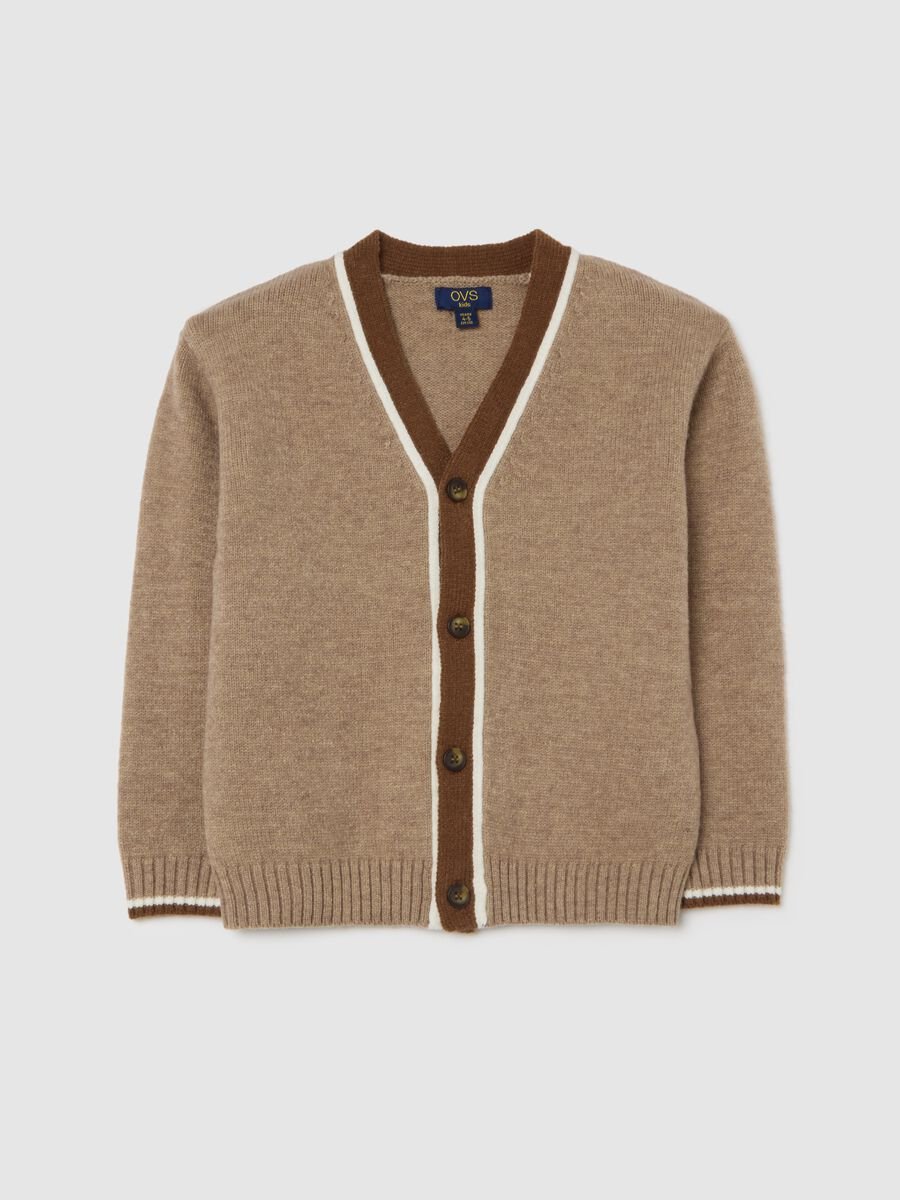 Cardigan da bambino marrone regular fit con bottoni_0